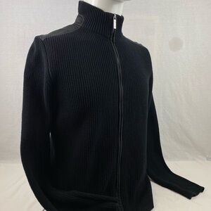 Kenneth Cole Black Ribbed Zip Cardigan
